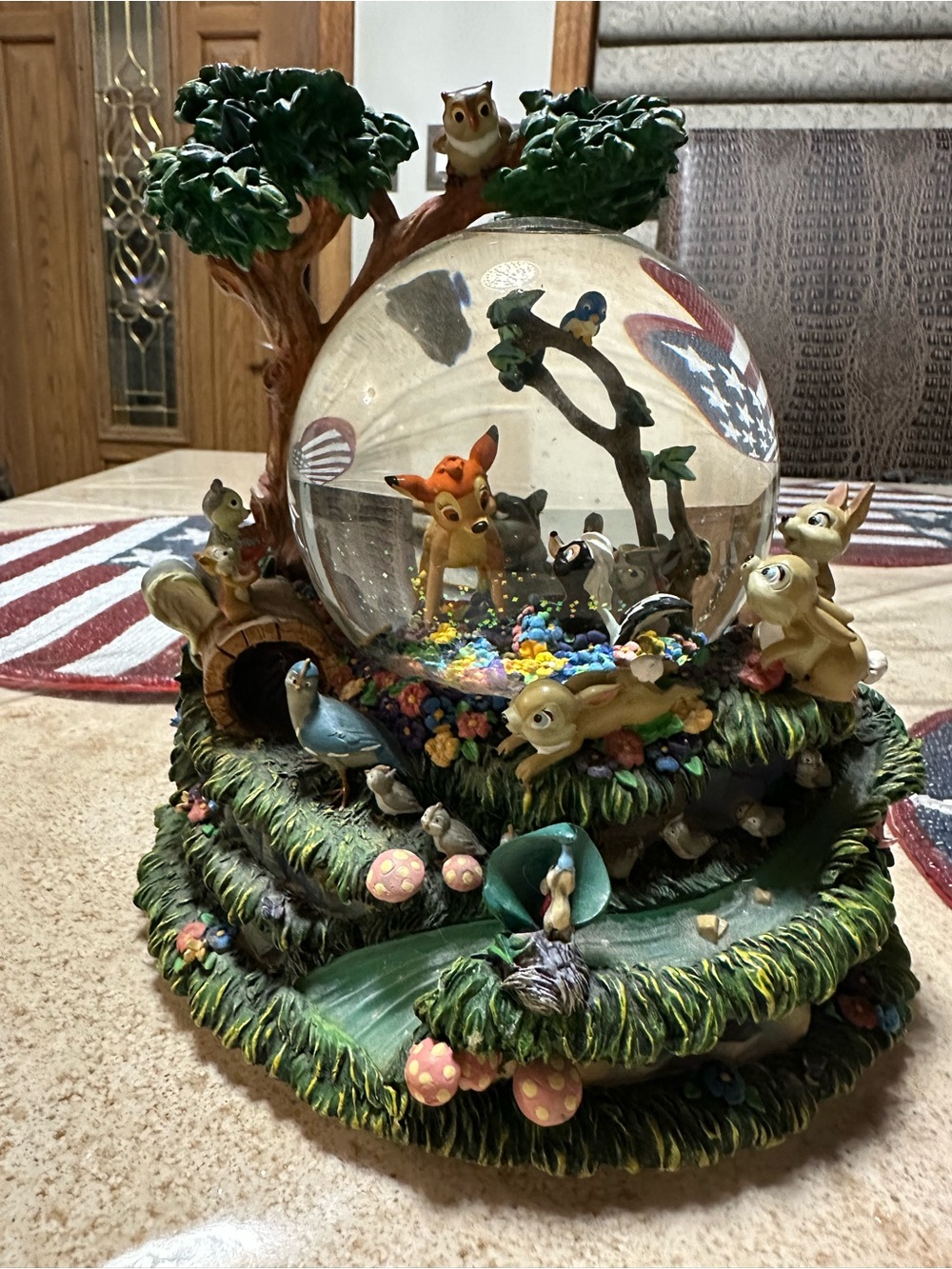 Disney Bambi Woodland Friends Snow Globe - Green, Brown, Blue